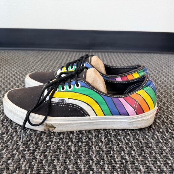 VANS Old Skool Rainbow Black Authentic Refract Multi Shoes Mens 9/Woman 10.5 - Picture 6 of 10
